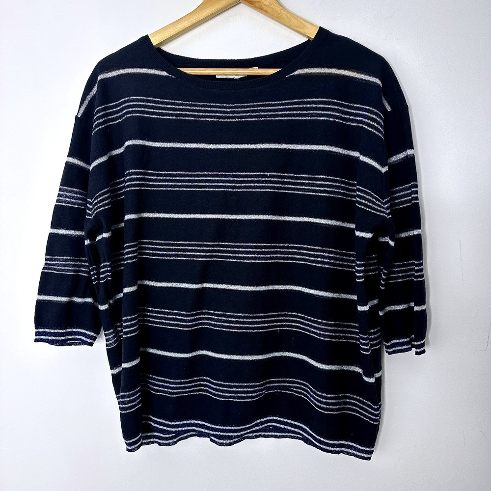Gerard Darel Paris Striped‎ Knit Top Women's Pullover 3/4 Sleeve